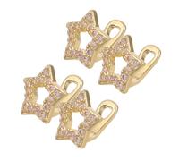 Healvian 4pcs Star Tooth Cap Grill with Rhinestones Golden Hollow Hip Hop Teeth Ornament for Men Women Comfortable Mouth Jewelry for Rapper Party Cosplay Accessories
