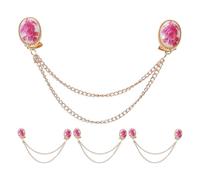 Healvian 4PCS Sweater Cardigan Clip: Shawl Chain Clips Retro Rose Flower Pins - Vintage Sweater Scarf Pin for Coat Dress Party Festival Attire