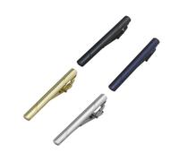Healvian 4PCS Tie Clips for Men Chic Necktie Fixing Clips Gold Silver Glossy Black and Navy Blue Durable Stylish Accessories for Business and Formal Events