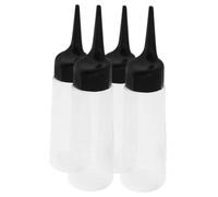 Healvian 4pcs Transparent Hair Dye Mixing Bottles with Slant Tip Applicator for Precise Controlled Flow Refillable Squeeze Bottles for Hair Coloring and Shampoo Storage