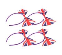 Healvian 4pcs Uk Flag Headbands for Women Bow Hair Accessories for Sports Competitions and Festivals Lightweight and Comfortable for Teen Girls for Carnival Celebrations