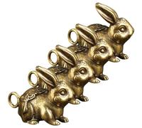 Healvian 4pcs Vintage Brass Rabbit Keychain Charms for DIY Necklace Pendant Desktop Decor Small Zodiac Bunny Adornments in Golden Colour, Never Goes of Style