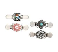 Healvian 4pcs Vintage Cardigan Collar Clips for Women Retro Sweater Shawl Brooch Pins Durable Flower Design Garment Clips Easy to Use Accessories for Dress and Scarf Decoration