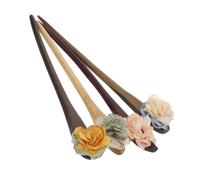 Healvian 4pcs Vintage Chinese Flower Hairpins Wooden Hair Chopsticks for Women Retro Floral Hair Accessories for and Modern Styles