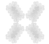 Healvian 4pcs White Embroidered Lace Placemats Handmade Crochet Table Mats Polyester Vintage Style Reusable with Simple Storage for Festive Gatherings and Daily Meals