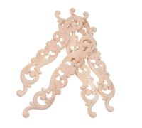 Healvian 4pcs Wood Carved Appliques Onlays Decorative Corner Molding Solid Wood Embossed Design European-Style Vintage Inspired Flexible Wall Decoration Home Decor