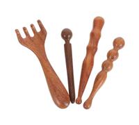 Healvian 4pcs Wooden Gua Sha Massage Stick for Face and Body Traditional Thai Reflexology Tool for Acupressure Stress Relief Waist and Muscle Portable Lymphatic Massager