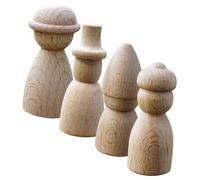 Healvian 4pcs Wooden Peg Dolls DIY Unpainted Wooden Doll Figures Creative Hand-Painted Set Hat Variations for ’s Room Decor and Crafting