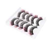 Healvian 5 Pairs Colorful Fake Eyelashes Multilayer Dense Cross False Lashes Cosplay Eye Makeup for Women and Girls