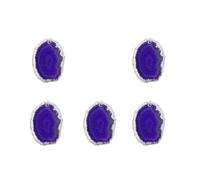 Healvian 5 Pcs Natural Agate Stone Slice Pendant 40-55mm | Purple Finish, Plated Rim and Mini Hole Design, Assorted Cosplay Style for DIY Hanging Use Random Style