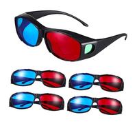Healvian 5 Pcs Red and Blue Viewing Glasses Lightweight Plastic Anaglyph Glasses for Movies Tv Games Family Use Clear Depth and Immersive Experience