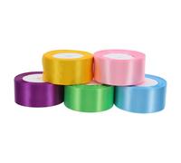 Healvian 5 Rolls 25 Yards Polyester Ribbons 4cm Wide Assorted Colors Pink Blue Purple Green Yellow for Wrapping Bowknot Making Flower Bouquet Crafting and Wedding Decoration