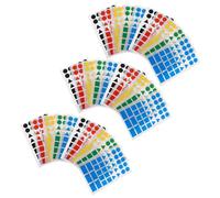 Healvian 50 Sheets Colour-Coding Label Stickers Set with Fancy Shapes in Black, Red, Blue, Green, Yellow - Self-Adhesive Small Labels for Preschool, Moving Boxes, Food Storage Organizing