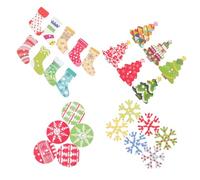 Healvian 50pcs Christmas Painted Wooden Buttons 2 Holes Craft Sewing Decorative Buttons Mixed Styles for Holiday DIY Decorations Random Style