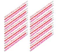 Healvian 50pcs Hb Valentine’s Day Wooden Pencils with Eraser Tips, Multi-function Graphite Pencils for Students and ’ School Writing and Drawing Supplies Random Style