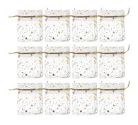 Healvian 50PCS White Mesh Drawstring Bags with Gold Foil Stars and Moon Pattern, Small Jewelry Pouches for Wedding Favors, Candy, and Packaging