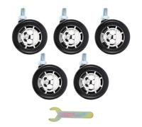 Healvian 5pcs Anti-tangle Large Salon Trolley Caster Wheels with M10 Screws - Universal Smooth Rolling Replacement for Office Chairs, Hair Salon Stools, and Furniture
