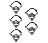 Healvian 5pcs Demon Samurai Half Face Mask Japanese Prajna Design for Halloween Cosplay Themed Parties Realistic Craftsmanship Durable Mysterious Costume Accessory