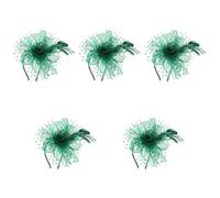 Healvian 5pcs Elegant Green Mesh Fascinator Hat for Women Charming Headpiece for Weddings Tea Parties and Banquets Lightweight and Comfortable Hair Decoration with Easy Wear Headband Design