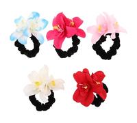 Healvian 5pcs Flower Scrunchies: Elastic Hair Ties Ponytail Holders for Women - Stretchy Floral Hair Bands for Bridal Wedding - Beachside Hairstyling Accessories