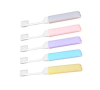 Healvian 5Pcs Foldable Travel Toothbrush with Soft Bristles Household Brushes Ergonomic Grip for Comfortable Teeth Cleaning The Go Random Color