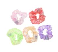 Healvian 5pcs Glow the Dark LED Scrunchies with Light Modes Colorful Neon Elastic Hair Ties for Women for Halloween Glow Parties Nighttime Events and Birthdays