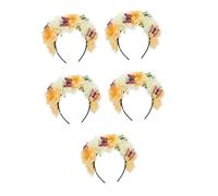 Healvian 5pcs Halloween Flower Crown Headband Mexican Floral Crown Butterfly Artificial Flower Headband Cosplay Headpiece Hair Accessories for Day Dead