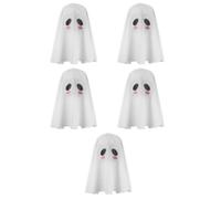 Healvian 5pcs Halloween Ghost Headpiece for Women with Double-faced Spooky White Mask, Breathable Spandex Material, Secure Noslip Fit and Sight, for Cosplay and Party Activities