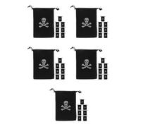 Healvian 5pcs Halloween Pirate Party Bags Drawstring Candy Pouch Polyester Skull Sign Pouches Money Treat Bag