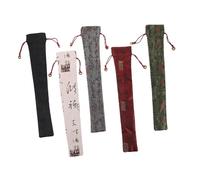Healvian 5pcs Handmade Cotton Drawstring Fan Storage Bags for Folding Fans Vintage Chinese Style Protective Pouches Khaki Gray Black Red Green Portable for Cultural Events and Travel