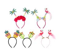 Healvian 5pcs Hawaiian Pineapple and Tropical Plant Headbands for Luau Party, Plastic Material, Comfortable to Wear, Creative Design Hair Accessories for Pool Party