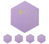 Healvian 5pcs Hexagon Felt Bulletin Boards Wall Display Tiles Purple Reminder Message Boards for Office Classroom Notice Photo Pinboards Soundproofing Wall Mats