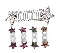 Healvian 5pcs Invisible Hair Clips Star Decorative Hair Combs for Styling for Bangs Hold Comfortable Updo Tools in Purple Yellow Silver Black