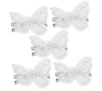 Healvian 5pcs Lace Embroidered Butterflies Hair Barrettes for Women Elegant White Butterfly Clips for Straight Curly Braided Hairstyles Party Wedding Accessories