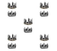Healvian 5pcs Medieval King Crown Foam Royal Headwear for Halloween Cosplay Themed Parties Elegant Dark Grey Tiara Prop for Couples Friends for Weddings Prom