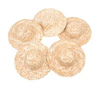 Healvian 5pcs Mini Straw Hats DIY Craft Accessories Small Woven Straw Hat Decor for Photo Props Home Decoration Handmade Rustic Style
