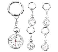 Healvian 5pcs Nurse Pocket Watches Keychain Set Lightweight Stainless Steel and Glass Material Simple Shape Easy to Carry for Daily Work in The Hospital