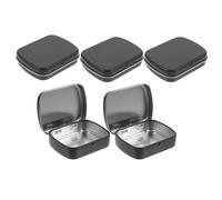 Healvian 5Pcs Portable Small Metal Tin Boxes with Hinged Lid 60X47X15Mm Matte Black Mini Storage Containers for Jewelry Beads Nail Art and Candy Organization