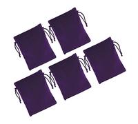 Healvian 5pcs Purple Flannel Drawstring Electronic Organizer Pouch Small Travel Cable Cord Storage Bags for Earphones Cosmetic Gadgets with Secure Bundle Pocket