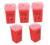 Healvian 5pcs Red Sharps Container Needle Waste Box with Flip Lid Safe Needle Disposal for Home Travel Clinic Tattoo Studio Use