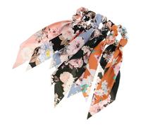 Healvian 5pcs Retro Bow Hair Ties Long Tail Holder Satin Ribbon Bowknot Oversized Hair Bows for Women Girls Ponytail