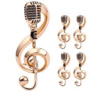 Healvian 5pcs Retro Microphone Brooch Pin and Musical Note Lapel Pins Vintage Style Music Lover Accessories for Concerts Parties Office Wear