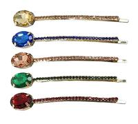 Healvian 5pcs Rhinestones Crystal Gem Hairpin Decorative Hair Pins for Women Wedding