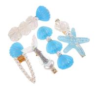 Healvian 5pcs Seashell Hair Clip Cute Claw Clips for Girls Sea Star Hair Accessories Beach Party Side Bang Duckbill Barrettes Hairpins