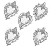 Healvian 5pcs Silver Heart Pendant Charms for DIY Jewelry Making, Portable Alloy Material, Not Easy to Break or Deform, for Making Necklace and Bracelet