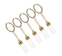 Healvian 5pcs Small Glass Perfume Bottle Keychains Sturdy Caps Lightweight Mini Drift Bottles for Pendant Refillable Charm Accessories Portable Decorative Gift