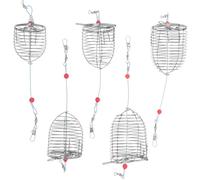 Healvian 5pcs Stainless Steel Bait Trap Cage for Minnows and Smelt Fishing | Spring Lid Cages, Two Bottom Springs, Solid Welded Net Structure, Red Finish for Fishing Use