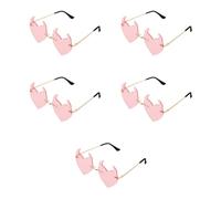 Healvian 5pcs Valentine Heart Rimless Sunglasses Novelty Devil Glasses for Holiday Parties Portable Eyewear for Valentine's Theme Photo Props Stylish Lightweight Design for Festive