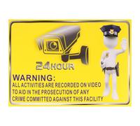 Healvian 5pcs Yellow Warning Sticker for Cctv Surveillance, Self-adhesive Plastic Sign Easy Attachment and Extra Thick Material, for Indoor Work Safety Monitoring