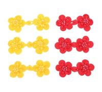 Healvian 6 Pcs Flower Shaped Cheongsam Buttons, Nylon Sewing Buckles for Retro Suit, Assorted Colour Decorative Fasteners for DIY Crafts